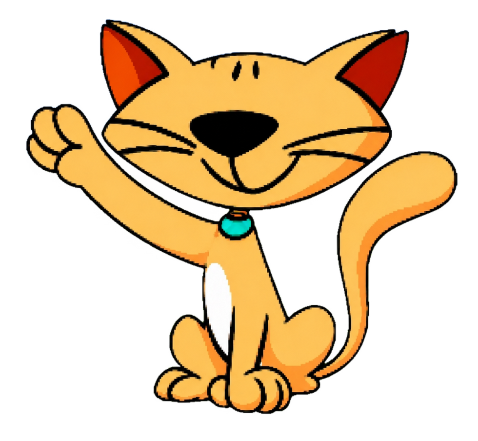 Links the cartoon cat waving